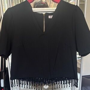 Nanette Lepore Black Beaded Blouse